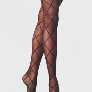 a new day Black Sheer Diamond-Grid Pattern Tights